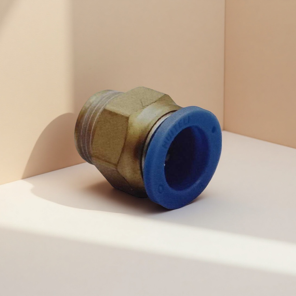 Universal corrosion-resistant water pipe fittings with golden threaded joints and blue sealing rings details Picture