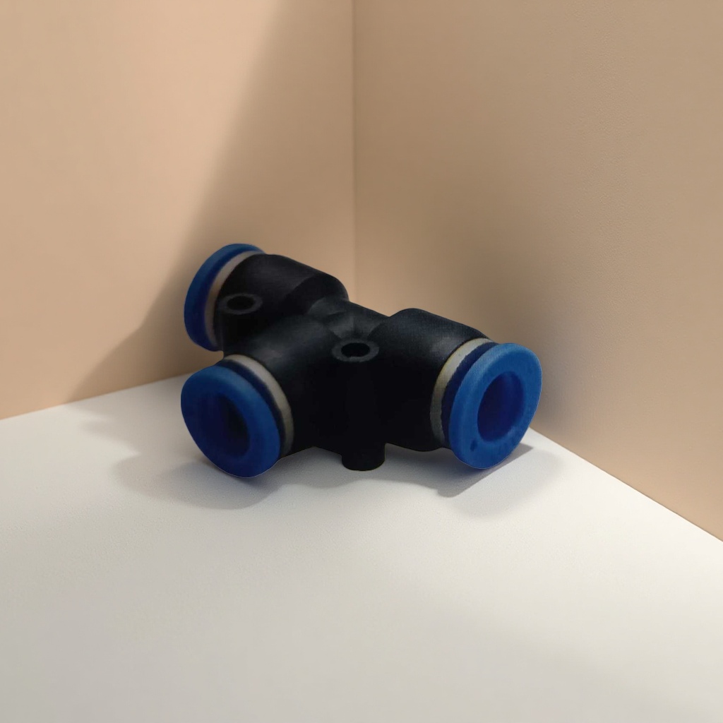 Black three-way joint with blue sealing ring PVC pipe fitting accessory Specification image