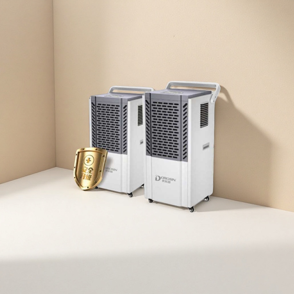 The DOROSIN white commercial dehumidifier with wheels and handles, 12L, is a powerful dehumidifier for industrial warehouses, ready for immediate use Specification image