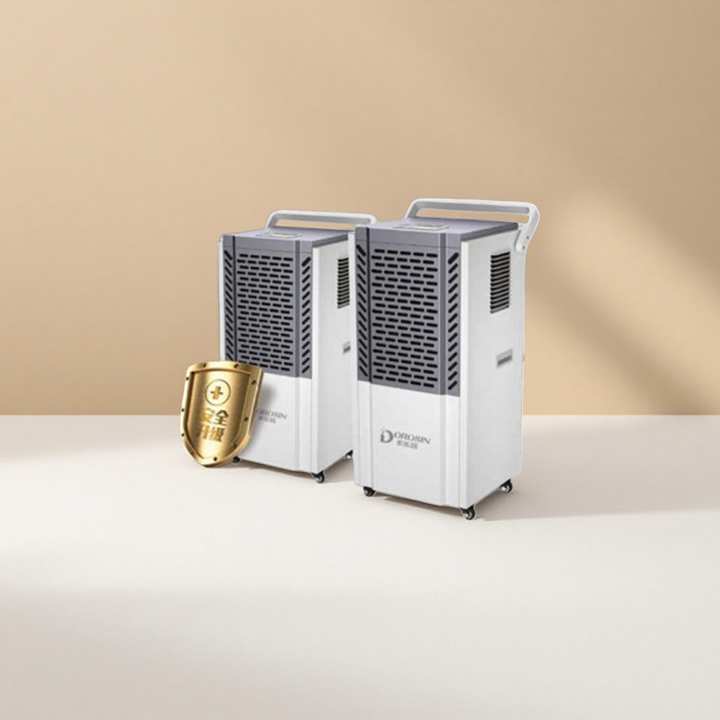 The DOROSIN white commercial dehumidifier with wheels and handles, 12L, is a powerful dehumidifier for industrial warehouses, ready for immediate use Application Scenario