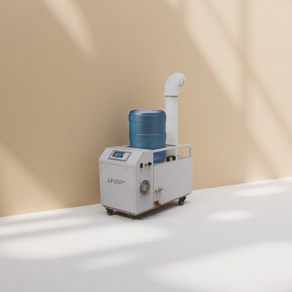 White mobile humidifier with blue bucket on top, household silent large-capacity humidifier Specification image