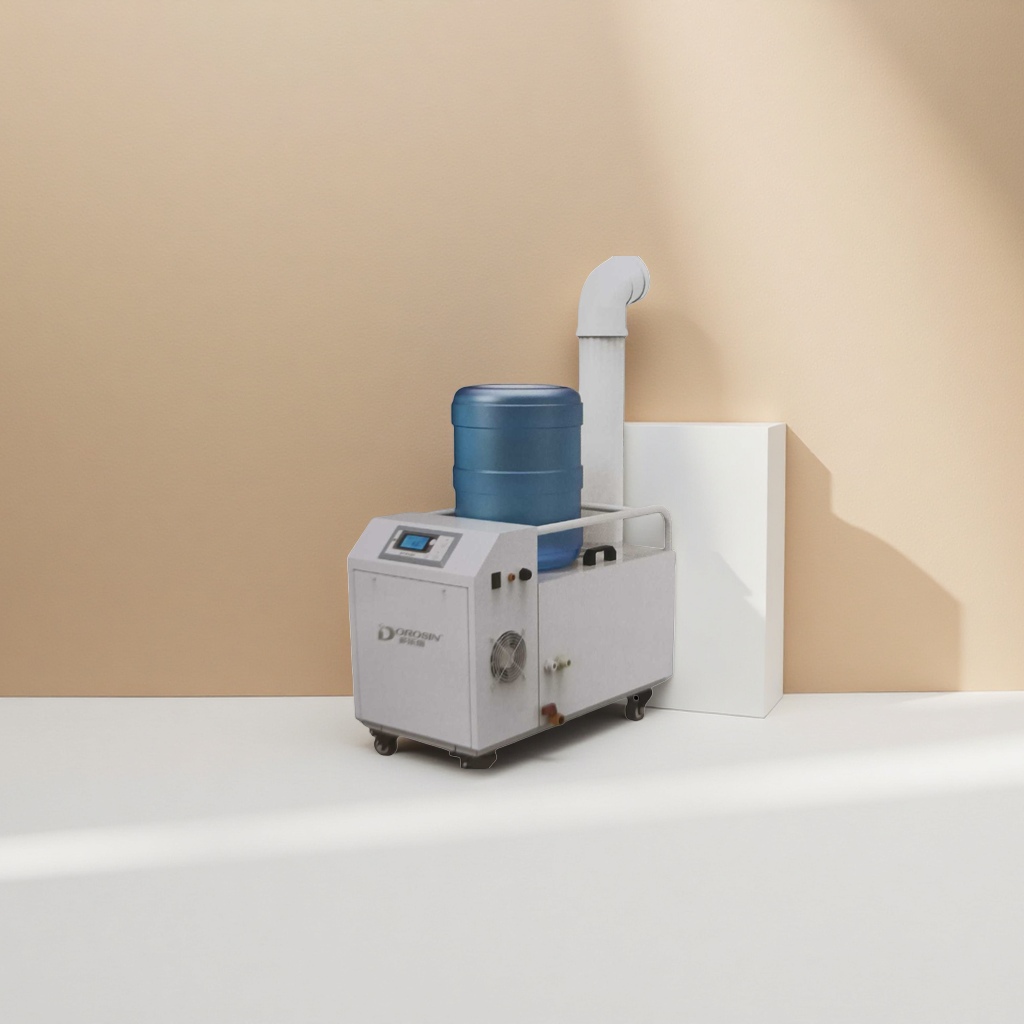 White mobile humidifier with blue bucket on top, household silent large-capacity humidifier details Picture