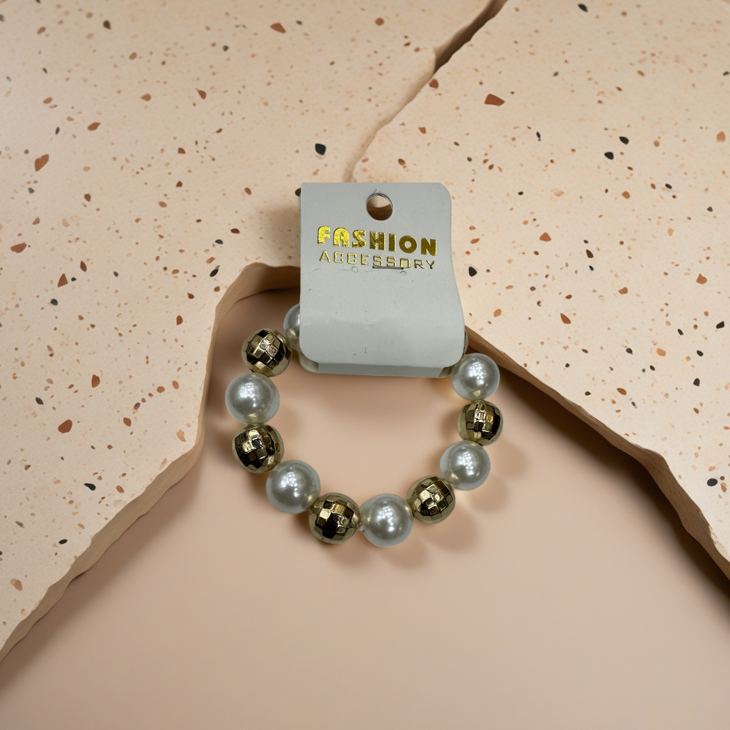 金色白色相间珠子手链 附FASHION ACCESSORY白色标签