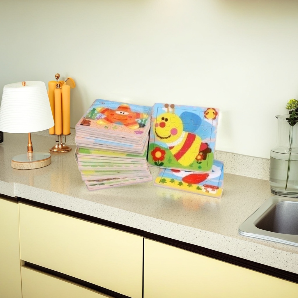 Colorful children's jigsaw puzzle toys, eco-friendly wooden large-particle, safe and non-toxic, kindergarten teaching AIDS details Picture