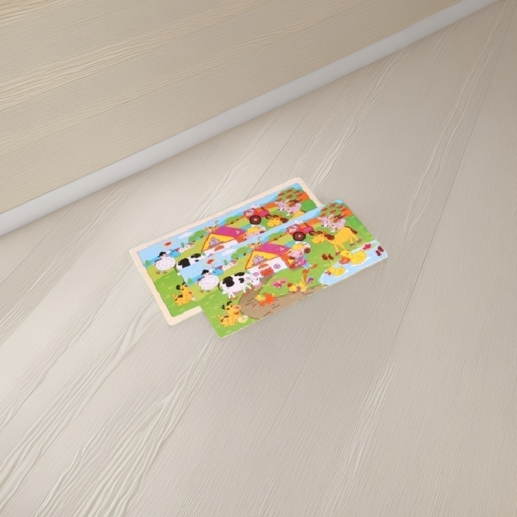 Colorful farm-themed jigsaw puzzle board, safe ink printing, thick cardboard material, interactive toy for children aged 3 and above Application Scenario
