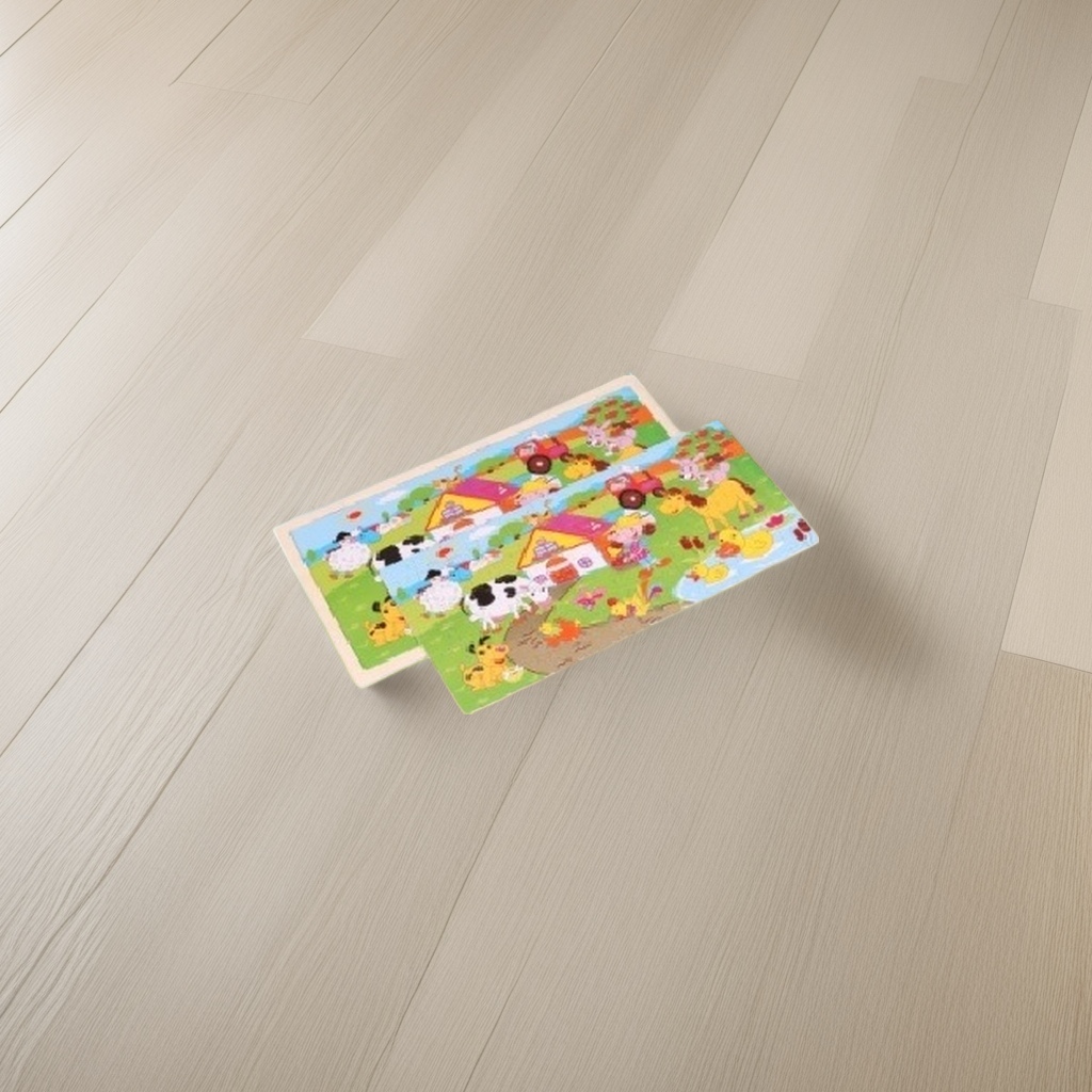 Colorful farm-themed jigsaw puzzle board, safe ink printing, thick cardboard material, interactive toy for children aged 3 and above
