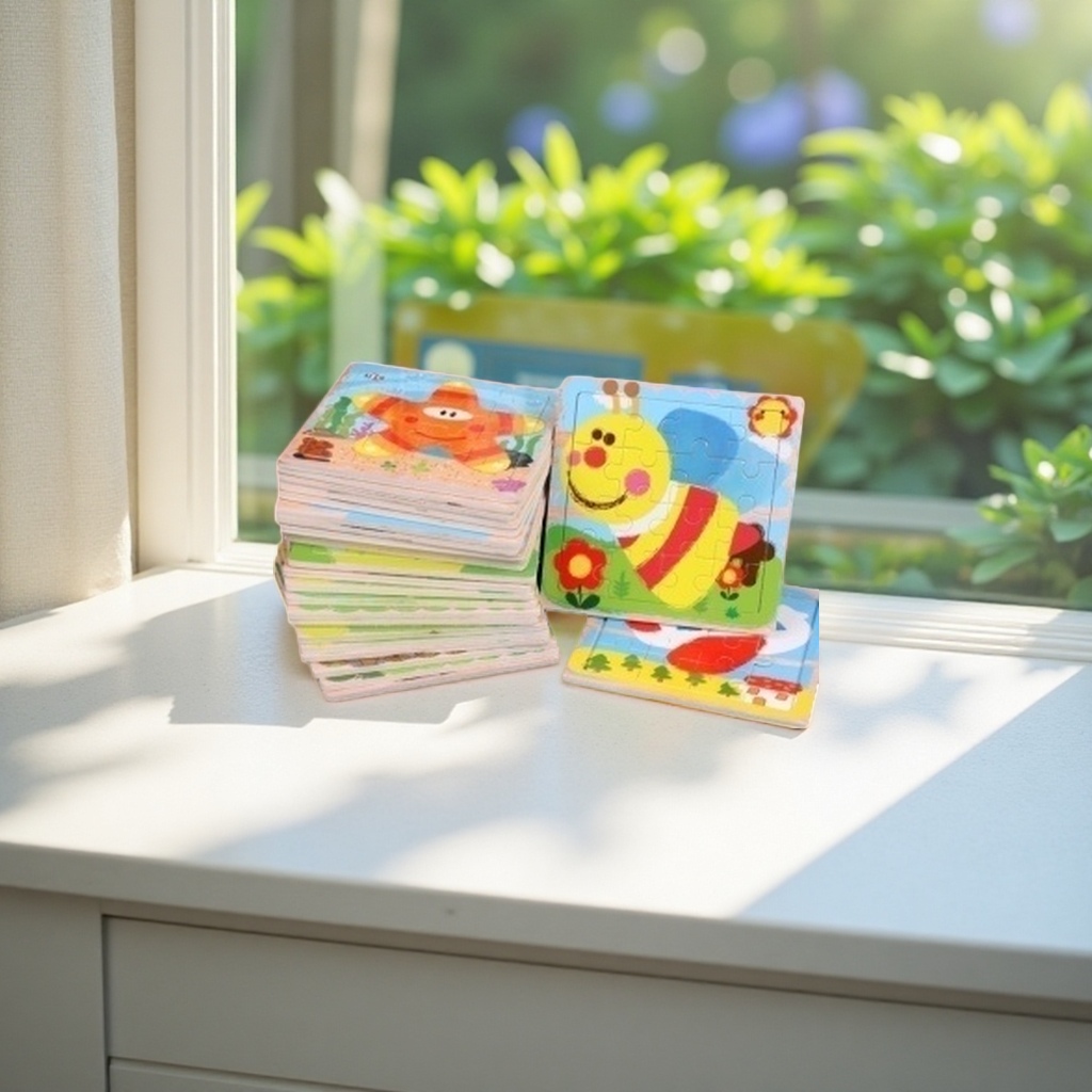Colorful children's jigsaw puzzle toys, made of eco-friendly wood, large particles, safe and non-toxic, for parent-child interaction details Picture