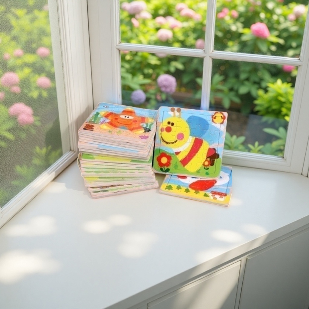 Colorful children's jigsaw puzzle toys, made of eco-friendly wood, large particles, safe and non-toxic, for parent-child interaction Specification image