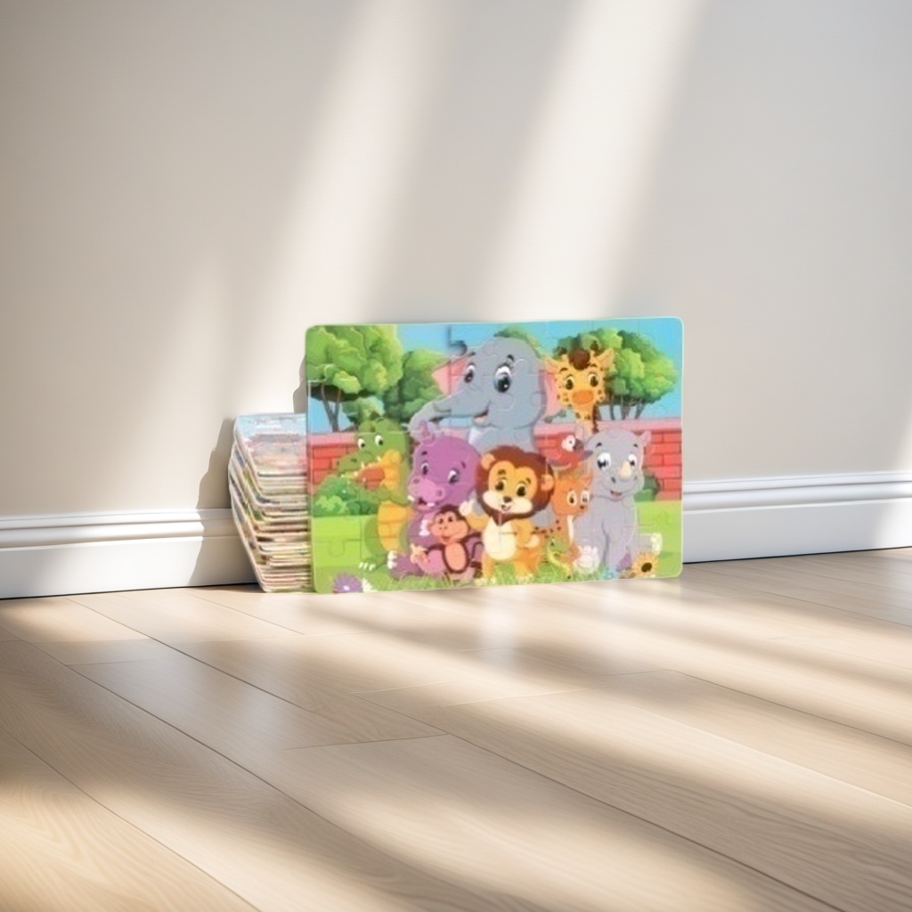Colorful animal-themed jigsaw puzzles are educational toys for children's early education details Picture