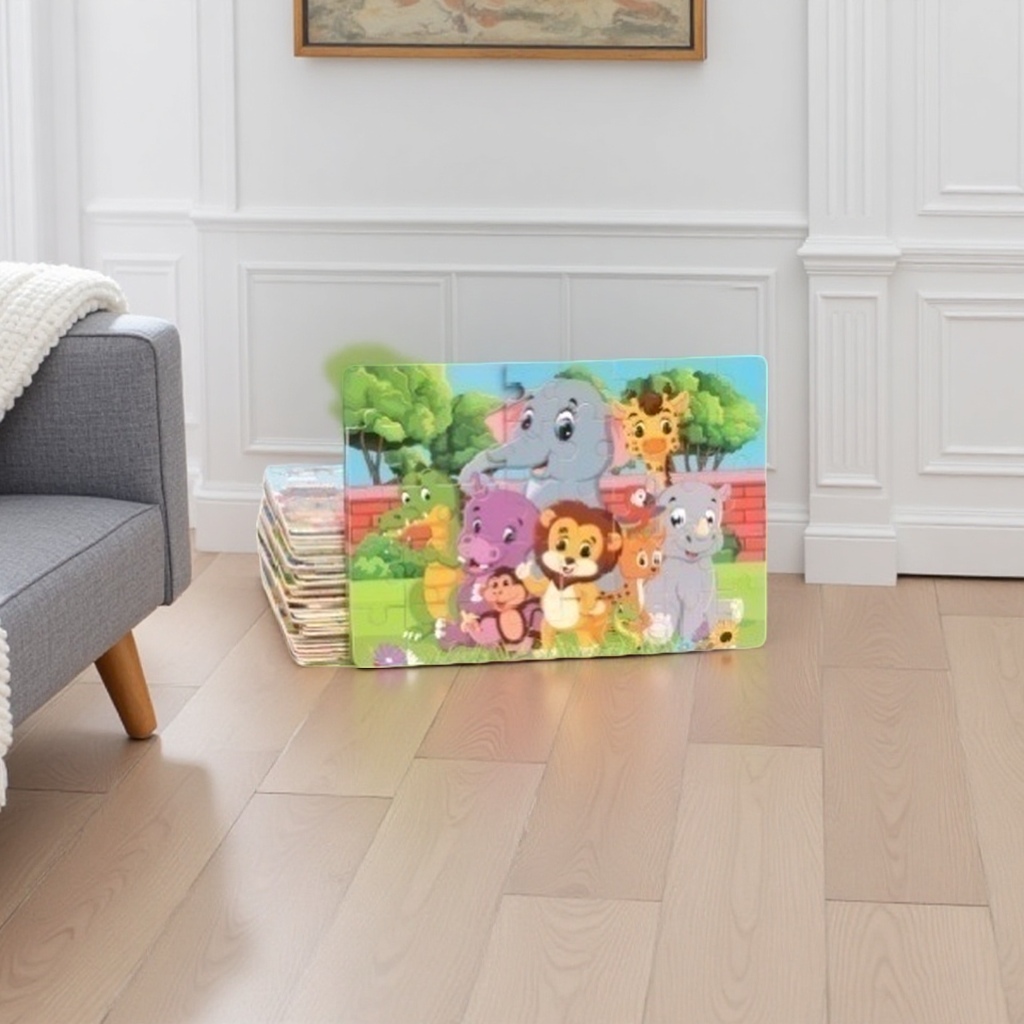 Colorful animal-themed jigsaw puzzles, children's educational toys, safe and environmentally friendly thick cardboard Application Scenario