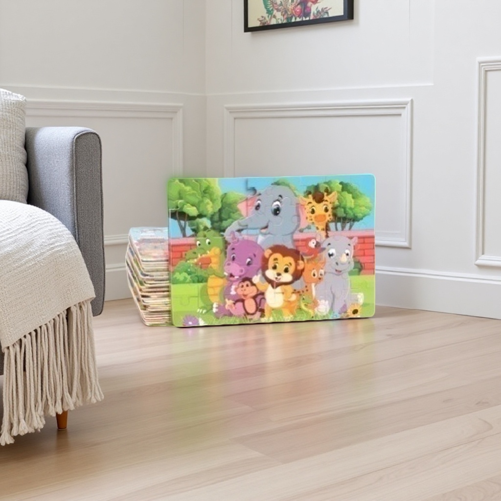 Colorful animal-themed jigsaw puzzles, children's educational toys, safe and environmentally friendly thick cardboard Specification image