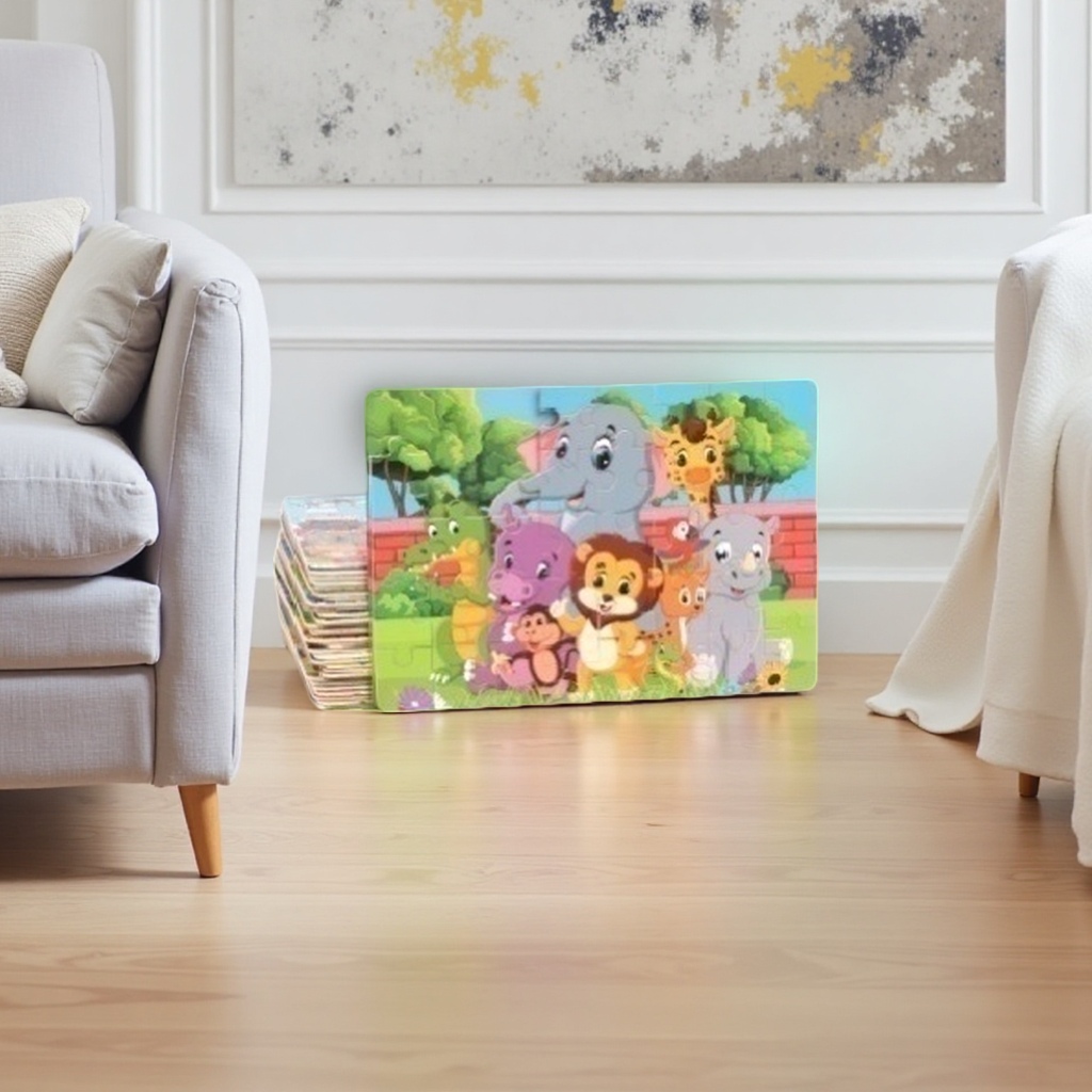Colorful animal-themed jigsaw puzzles, children's educational toys, safe and environmentally friendly thick cardboard details Picture