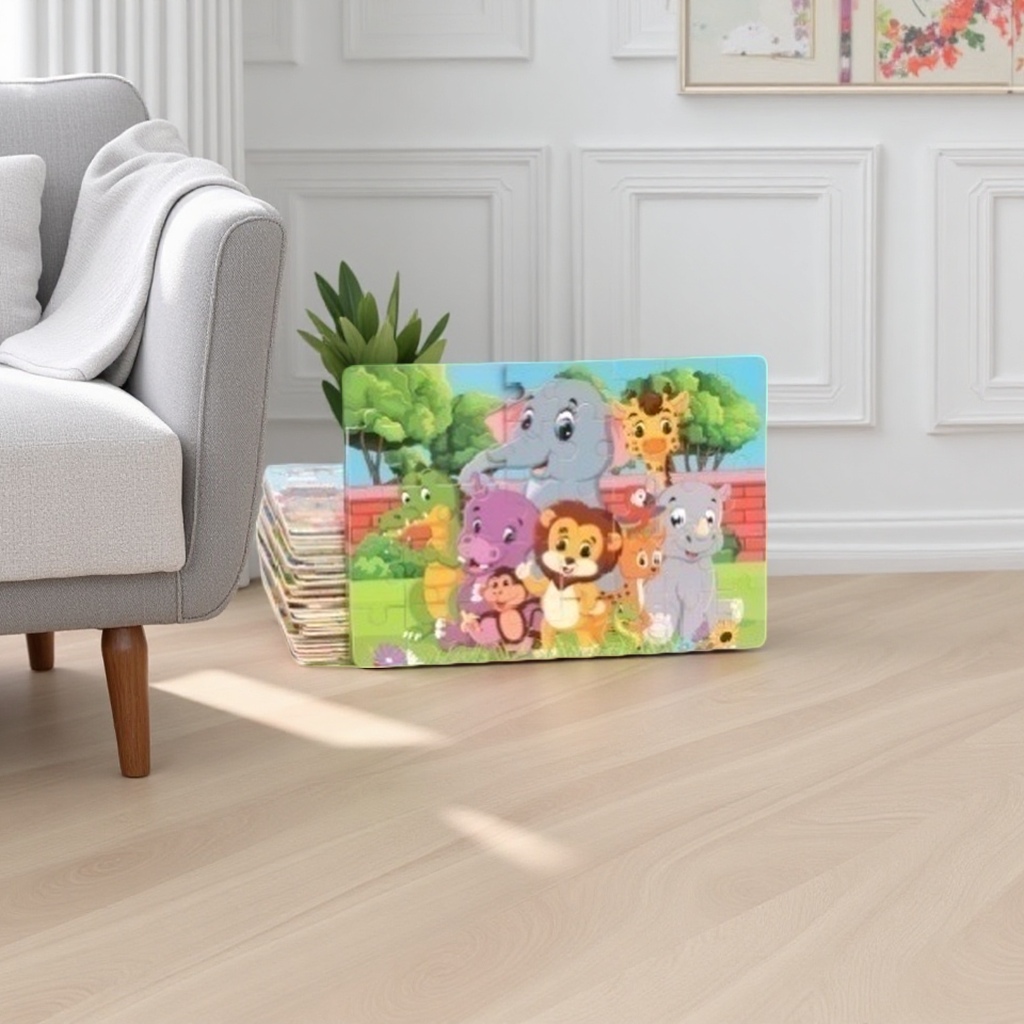 Colorful animal-themed jigsaw puzzles, children's educational toys, safe and environmentally friendly thick cardboard