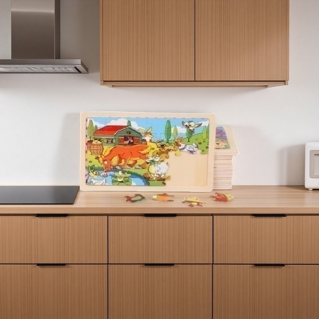 Colorful jigsaw puzzle board with farm animal patterns, eco-friendly ink, children's cognitive enlightenment toy details Picture