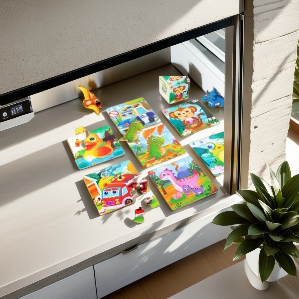 Colorful jigsaw puzzle toys, wooden safety rounded corners, and educational teaching AIDS for babies to assemble by hand Specification image