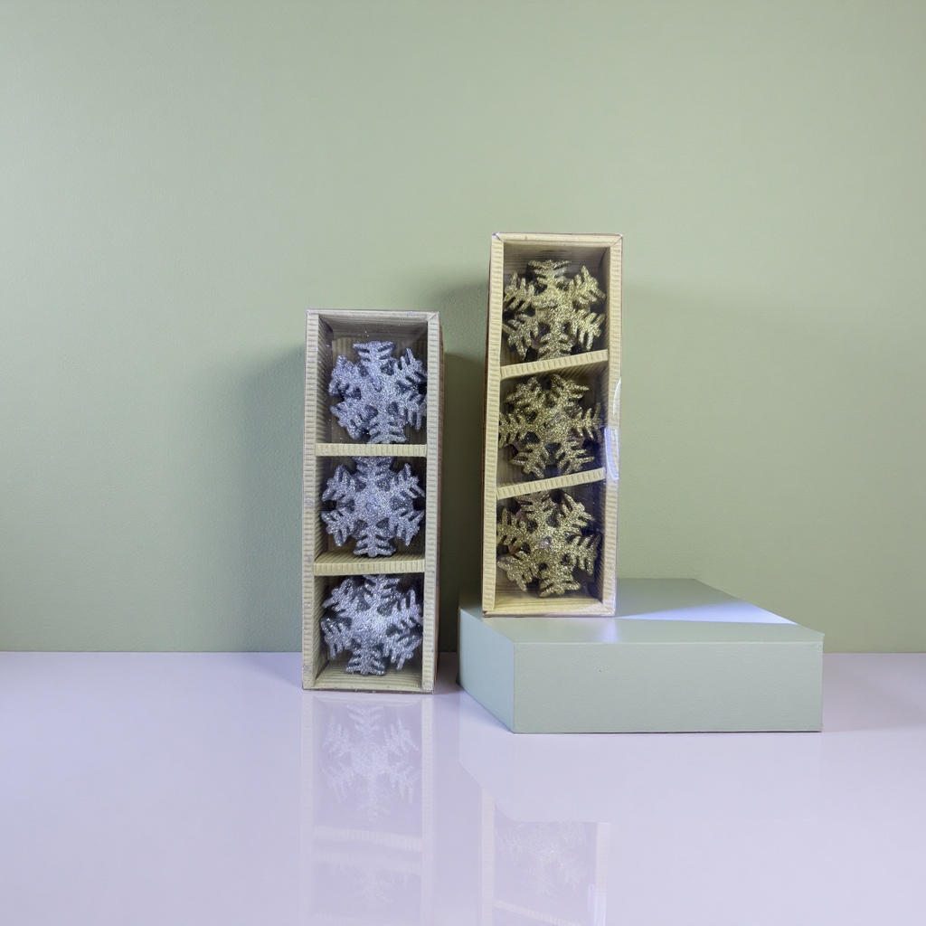 Golden snowflake decorations, silver snowflake decorations, festive home window flower hanging decorations