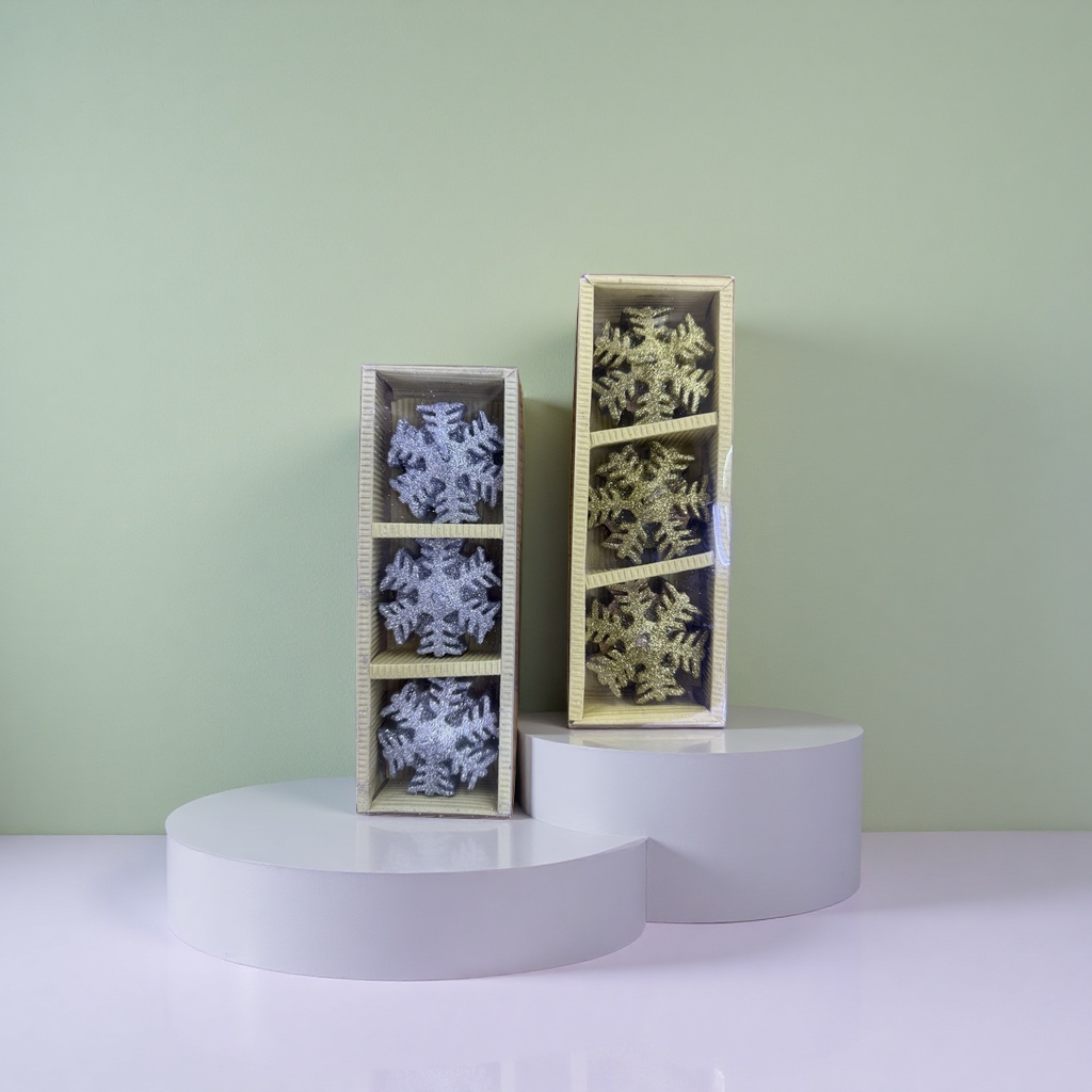Golden snowflake decorations, silver snowflake decorations, holiday home window wall decorations details Picture