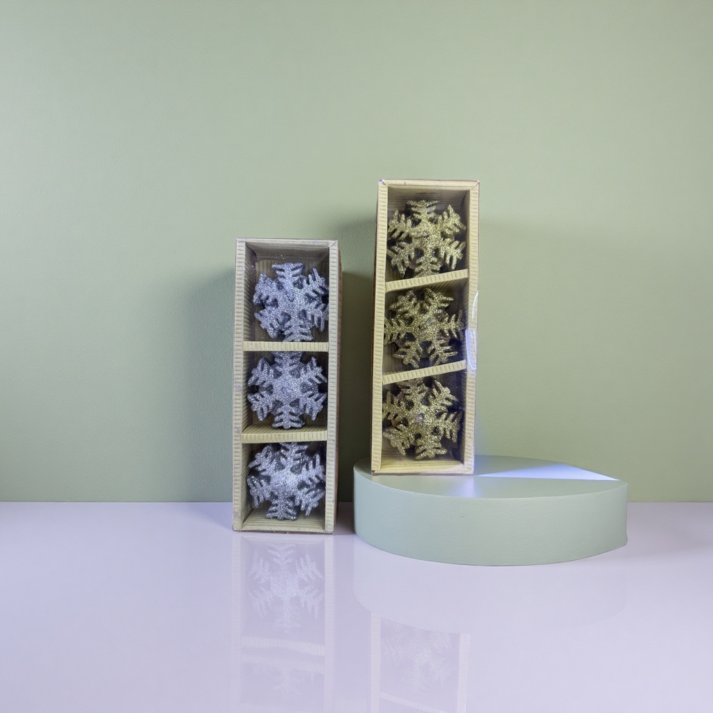 Golden snowflake decorations, silver snowflake decorations, holiday home window wall decorations