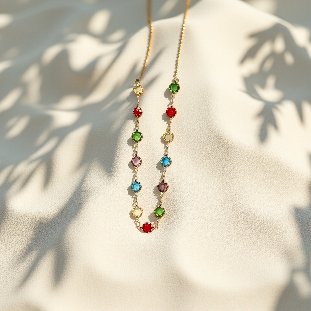 Colorful gemstone anklets, copper natural stone, light luxury, fashionable and versatile women's anklets are popular in Europe and America details Picture