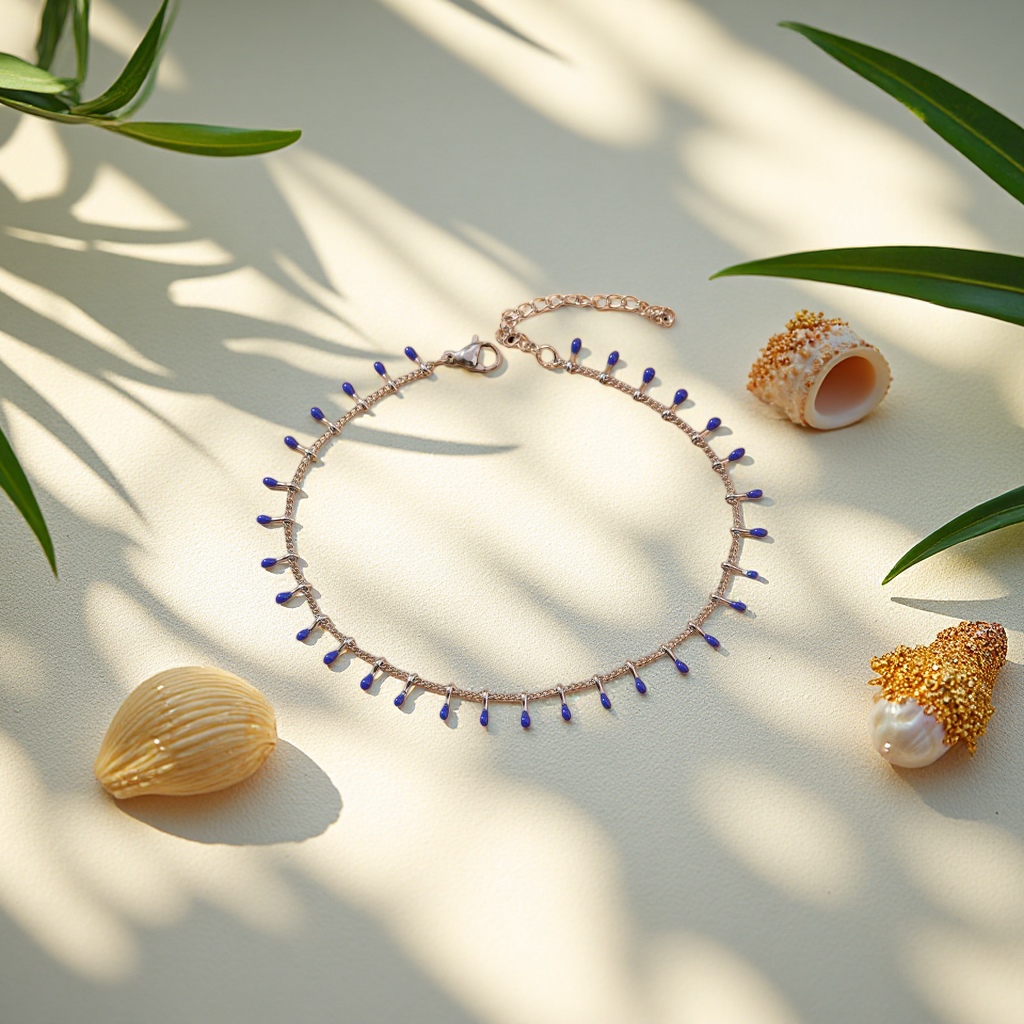 Stainless steel golden chain, blue oil and water drop pendant anklets, simple, fashionable and versatile anklets for women are popular in Europe and America Application Scenario