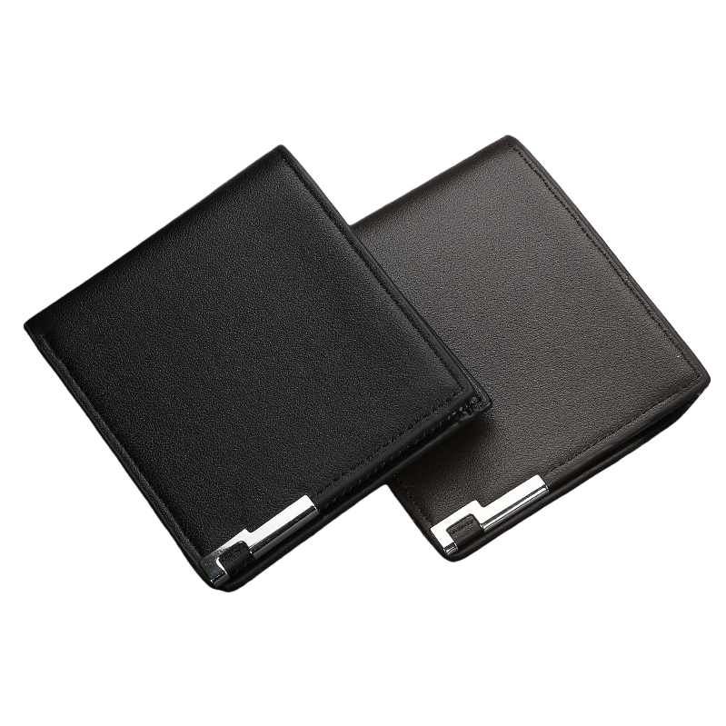 Black genuine leather ultra-thin foldable wallet, suitable for both men and women, lightweight for daily storage Item Picture