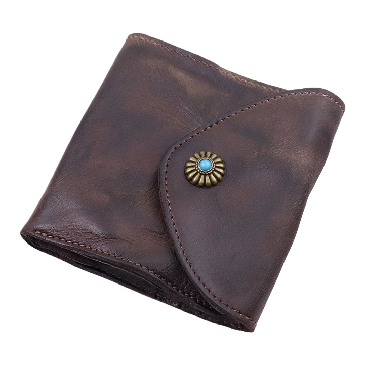Dark brown genuine leather men's long wallet, simple business retro style Item Picture