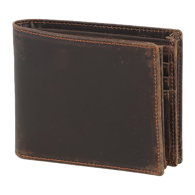 Brown leather men's long wallet, genuine leather retro and simple business loose change slot Item Picture