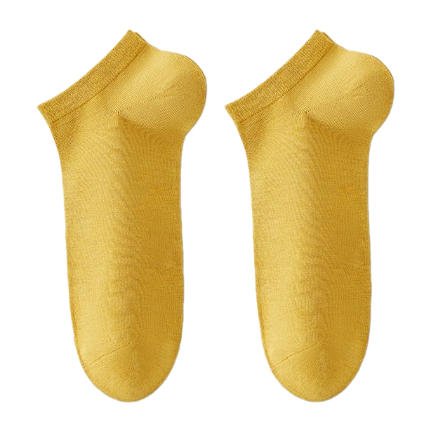 Yellow pure cotton short socks for both men and women, sweat-absorbing and breathable sports and casual wear Item Picture
