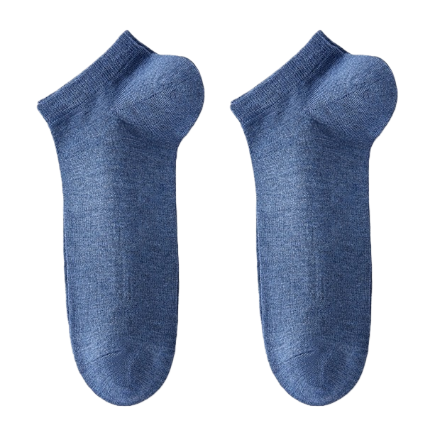 Blue bamboo fiber short socks, breathable and sweat-absorbent, made of pure cotton blend, unisplicate Item Picture