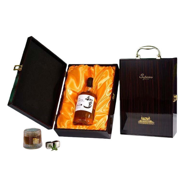 علب الهدايا المصنوعة من الخشب الداكن الملونة في زجاجات النبيذ Item Picture