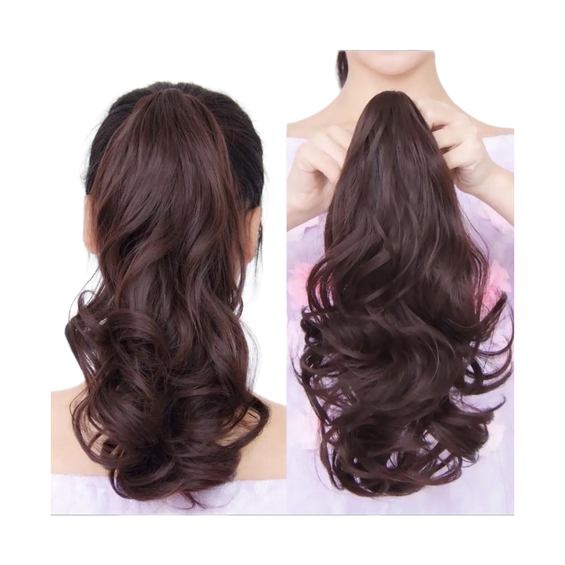 The brown curly ponytail wig simulates the natural, fluffy and breathable nature of real human hair Item Picture