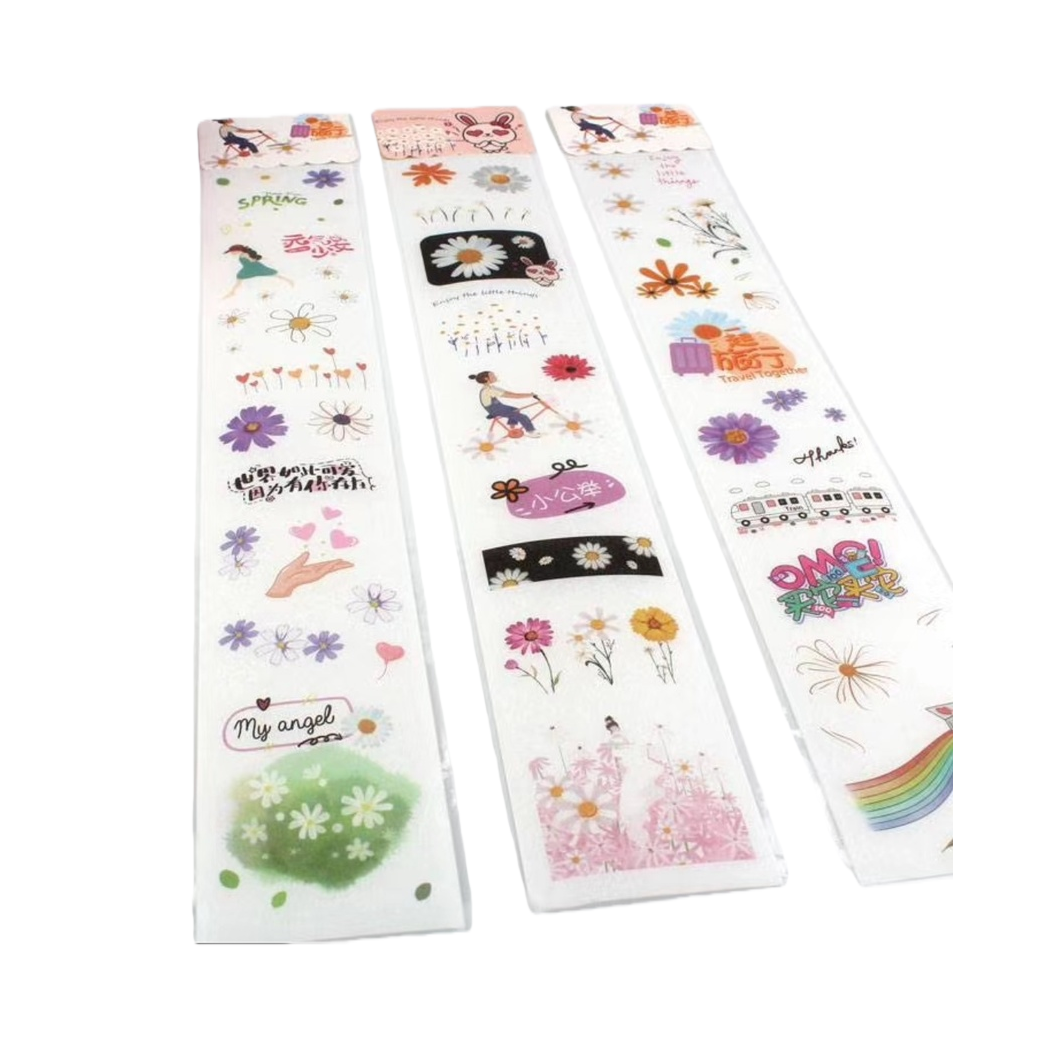 彩色花卉主题贴纸条 创意手账装饰贴画DIY文具套装 Item Picture