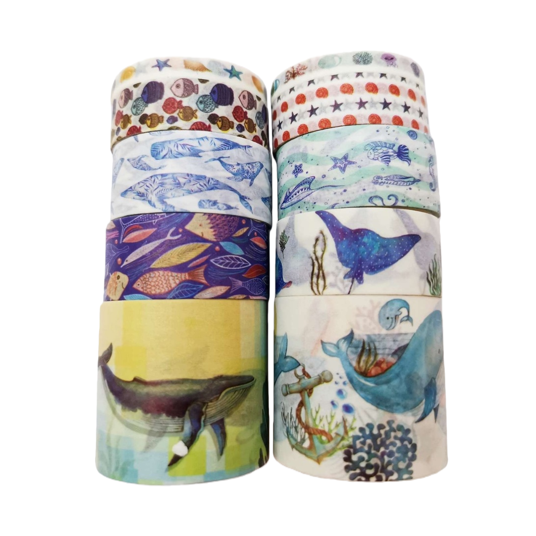 Ocean-themed tape roll, notebook, decorative sticker, creative storage stationery set Item Picture