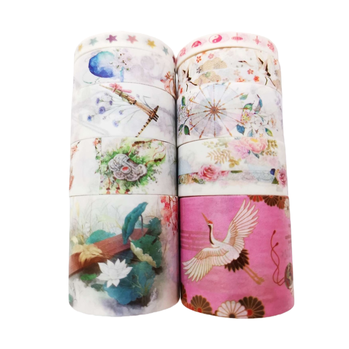 Stacked colored tape rolls made of PVC material, 2cm wide and 10m long, for DIY decoration by hand Item Picture