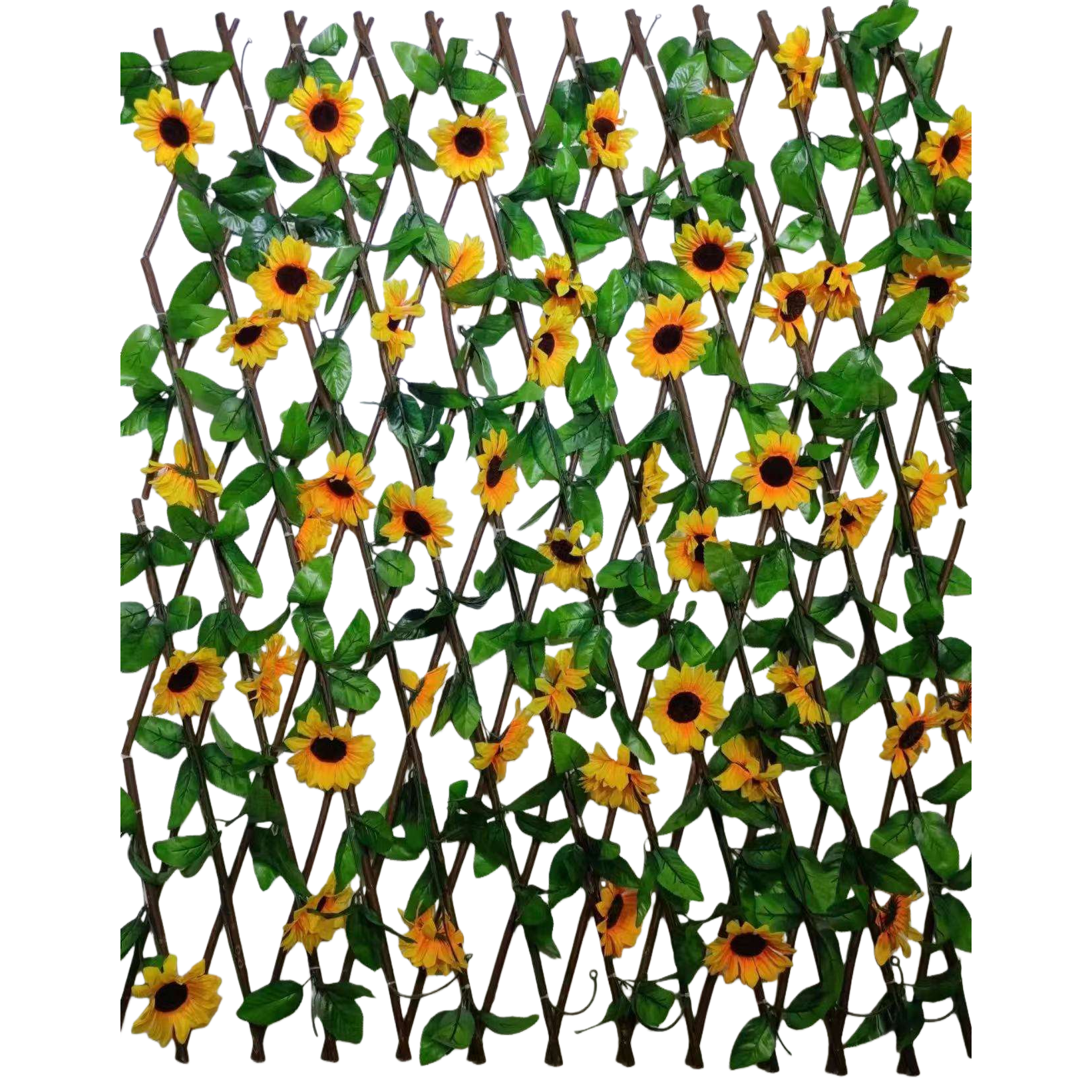 The living room and bedroom background walls are decorated with yellow sunflower vines and artificial plant wall decorations Item Picture
