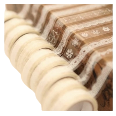 The off-white tape roll is set with packaging paper for hand-decorated sealing boxes Item Picture