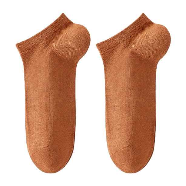 Brown pure cotton short socks for both men and women, sweat-absorbing and breathable sports and casual wear Item Picture