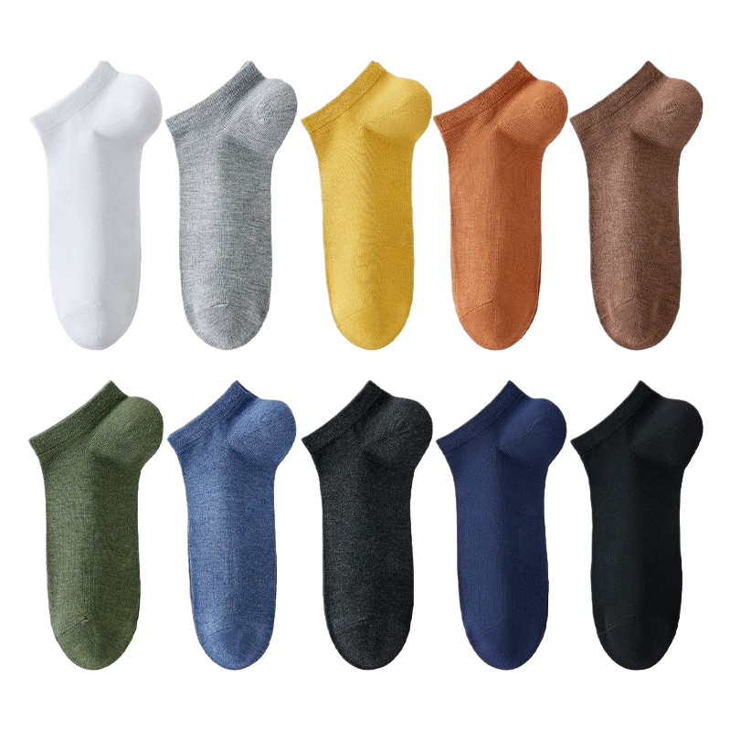 Five pairs of colorful short socks made of pure cotton, sweat-absorbing and breathable, for both men and women Item Picture