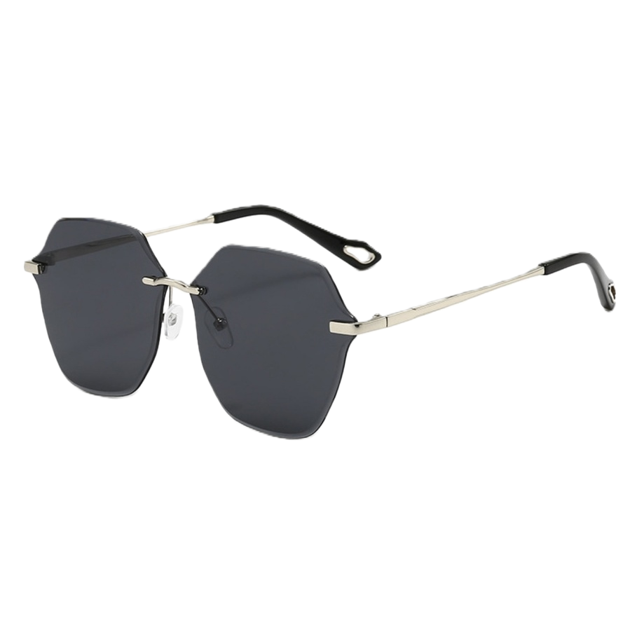 Silver and black polygonal sunglasses, fashionable UV-resistant polarized sunglasses Item Picture