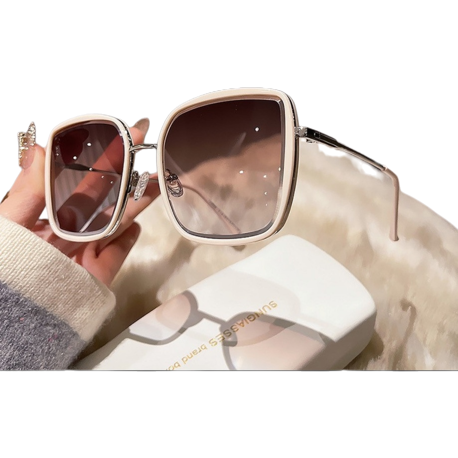 نظارات شمسية مربعة بيضاء اللون، نظارات شمسية مضادة للأشعة فوق البنفسجية Item Picture