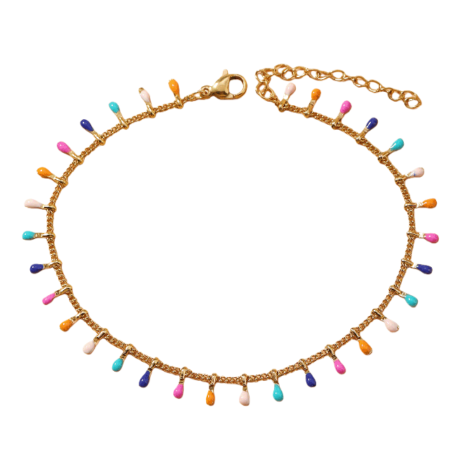 This is a simple, fashionable and versatile colorful stainless steel oil-dripping ankle chain from Europe and America. It is a fashionable accessory for women Specification image