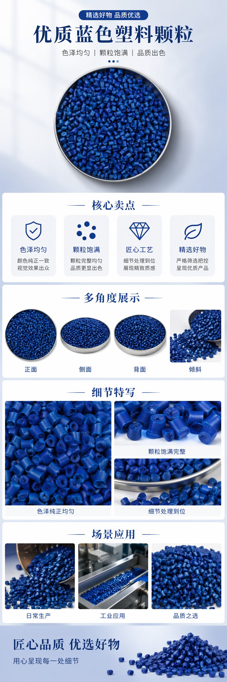 蓝色颗粒塑料粒子 通用型PP PE原料 环保可塑工业用料详情1
