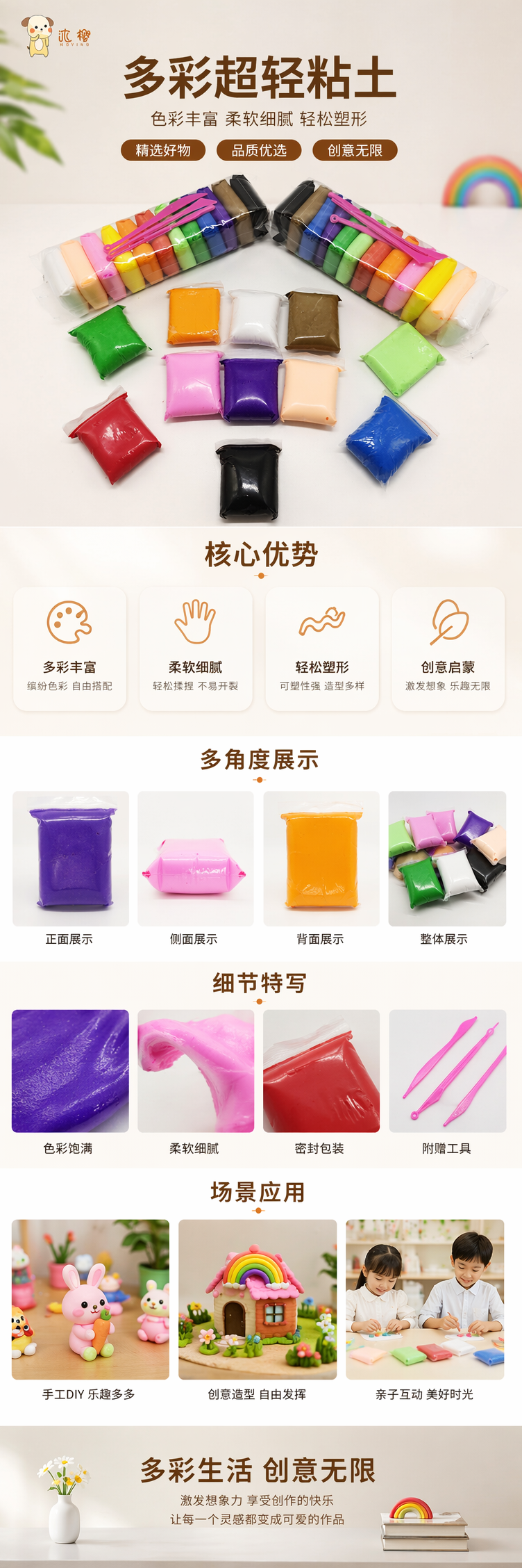 彩色橡皮泥食品级原料幼儿园手工课创意塑形套装 pic 1