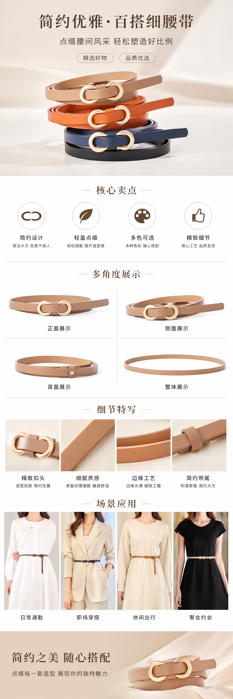 多色皮质腰带模特穿搭展示男女通用时尚百搭腰带详情1