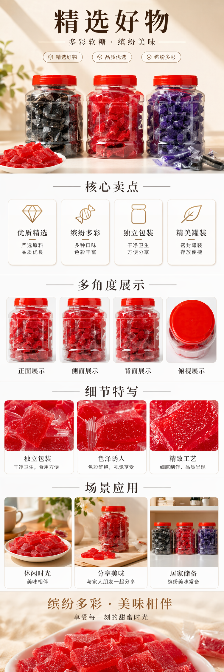 透明罐装彩色糖果 玻璃密封罐装 儿童派对零食节日甜品 pic 1