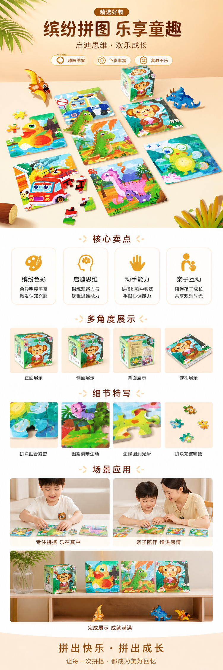 彩色拼图玩具幼儿园集体活动适用大颗粒环保ABS pic 1