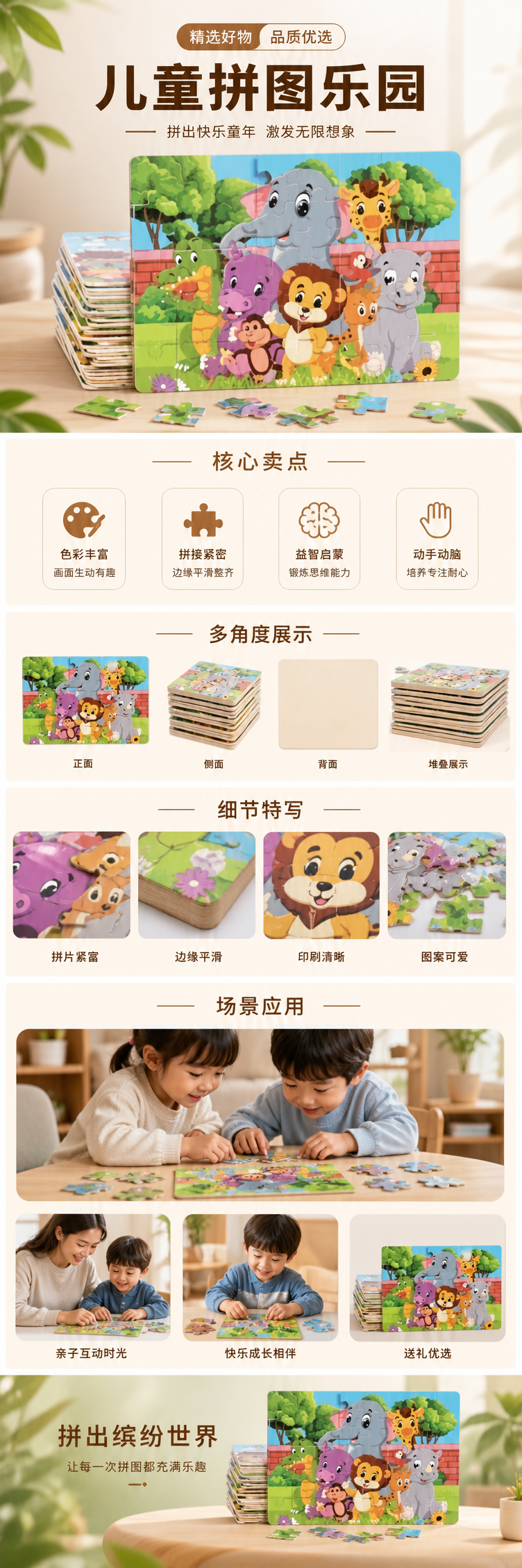 彩色儿童拼图配拼图板益智玩具安全环保无毒详情1