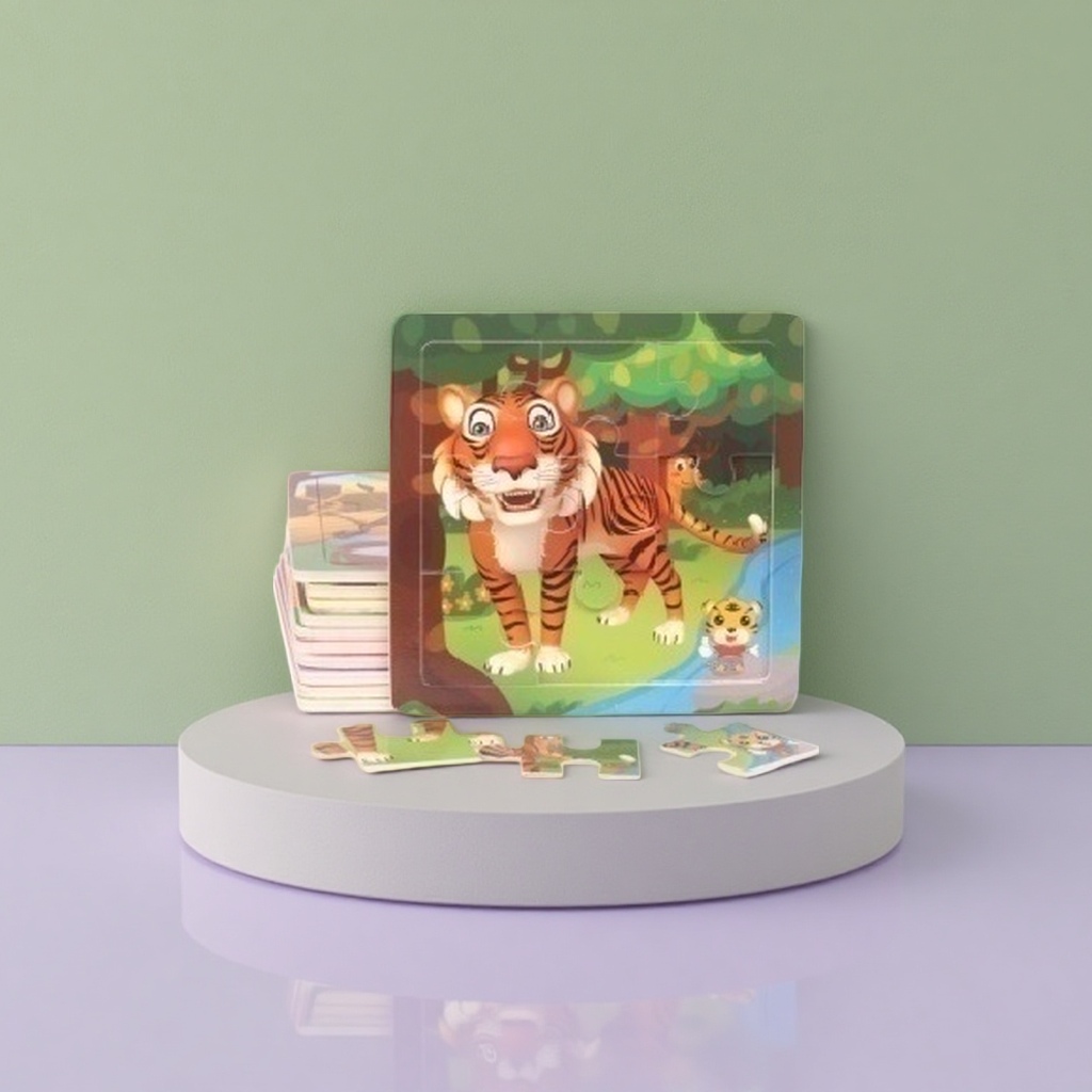 Colorful tiger jigsaw puzzle, eco-friendly wooden children's early education and intelligence toy Specification image