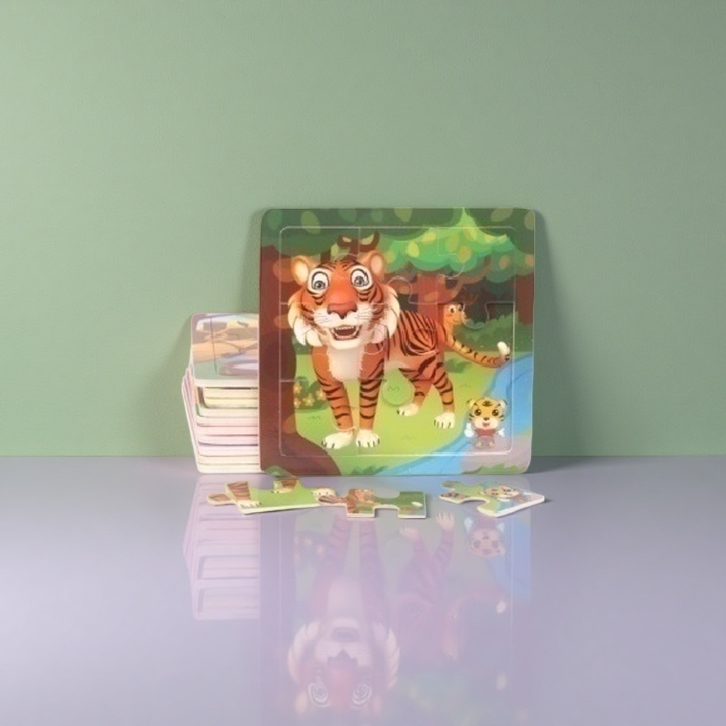 Colorful tiger jigsaw puzzle, eco-friendly wooden children's early education and intelligence toy Application Scenario