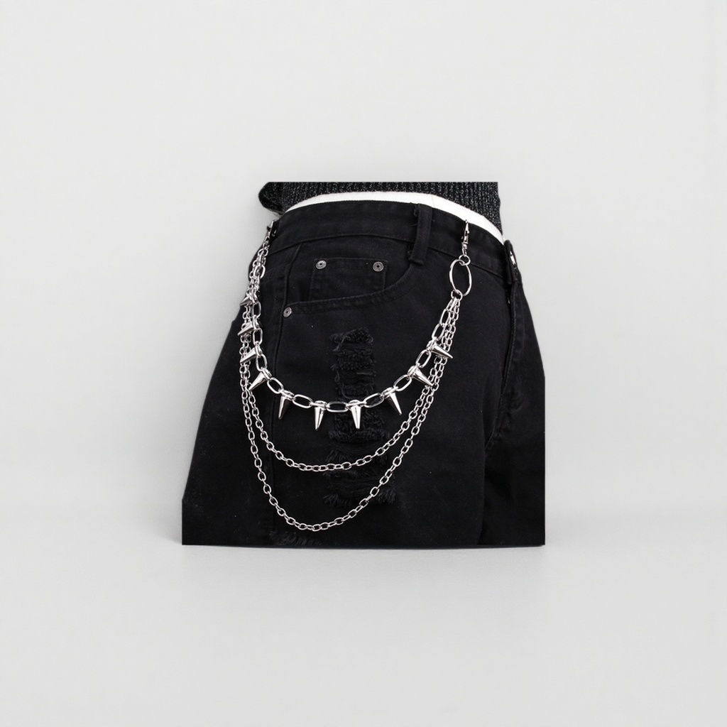 Silver rivet chain waist chain is a fashionable and individual waist accessory for women to match details Picture
